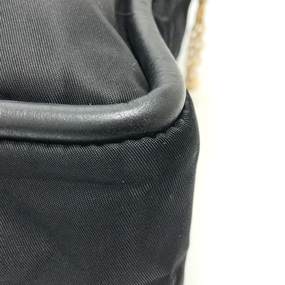 CELINE Shoulder Bag Nylon / leather black Circle logo Women