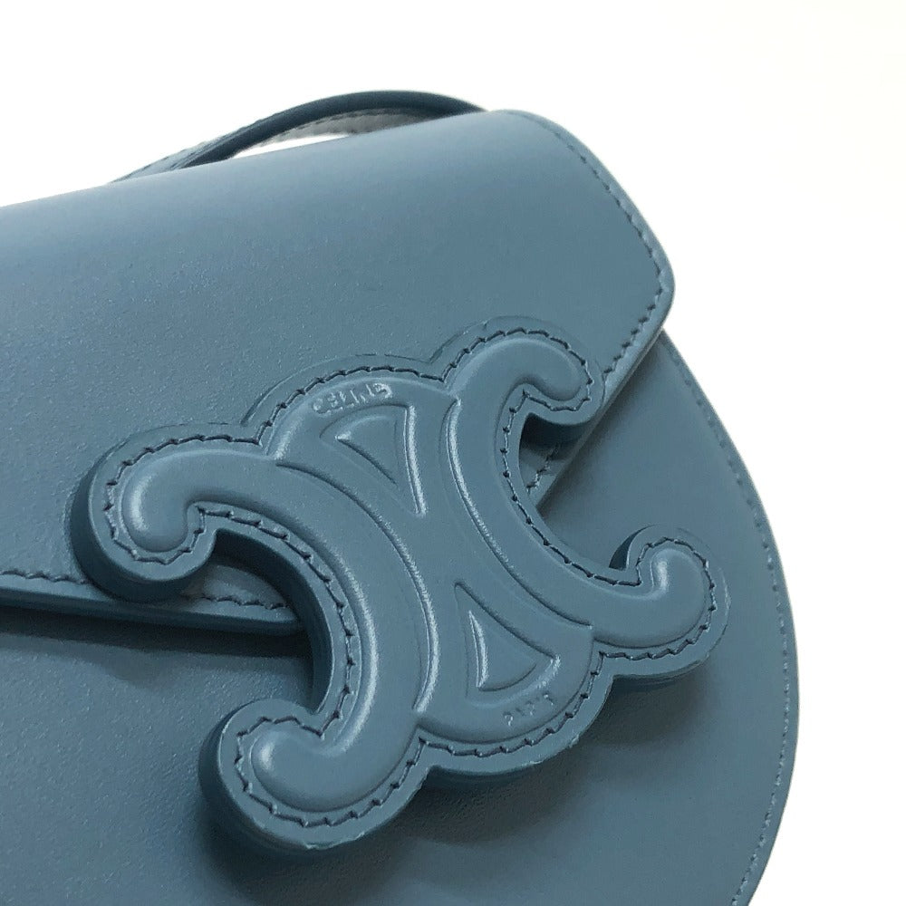 CELINE Shoulder Bag Leather, Calf Leather blue Triomphe Mini Buzas Cuir Women