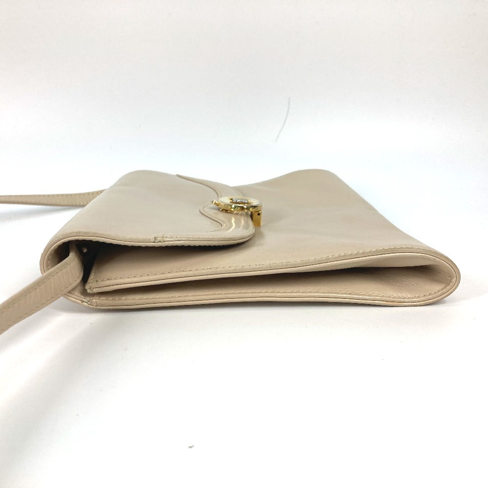 CELINE Shoulder Bag leather beige Pochette bag Crossbody Triomphe Women Secondhand