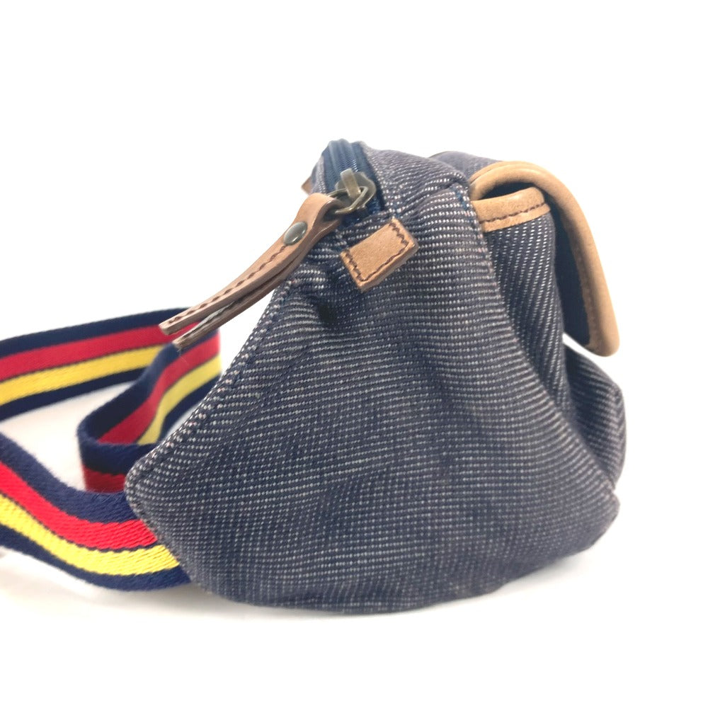 FENDI Sling bag Leather / canvas blue Denim Rainbow logo FF Women