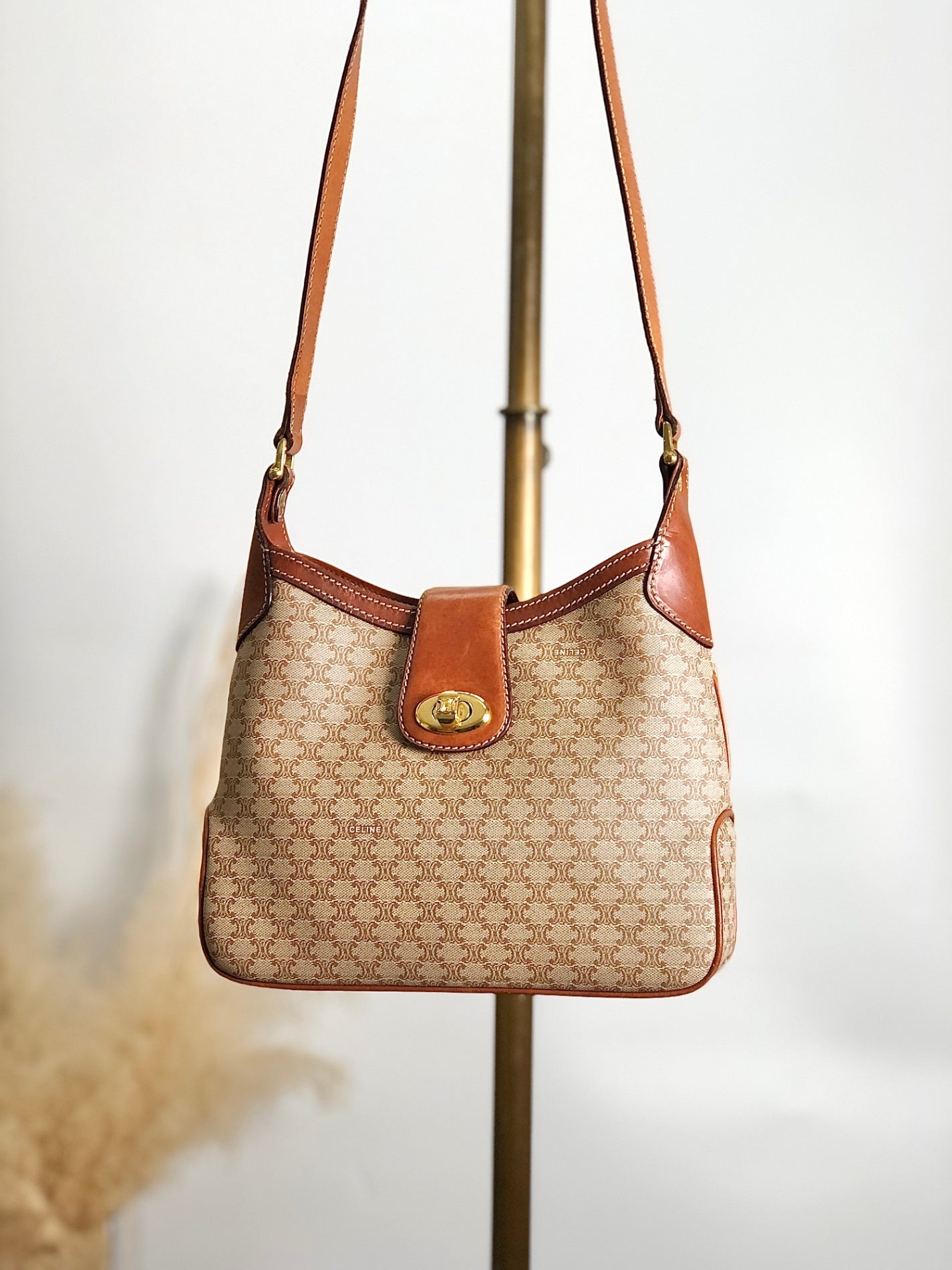 CELINE Turn Lock Shoulder bag Beige