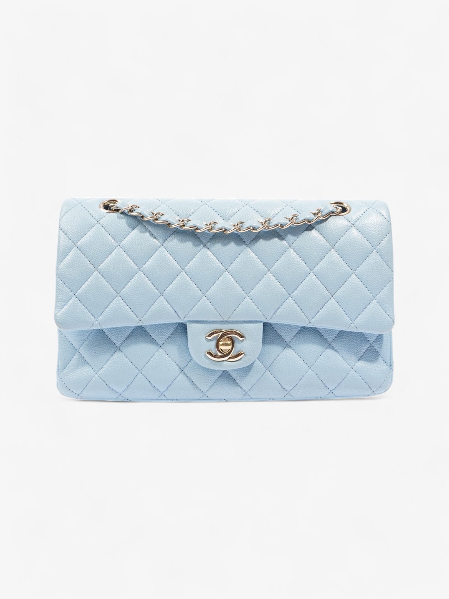 Chanel Classic Double Flap Light Blue Caviar Leather Medium