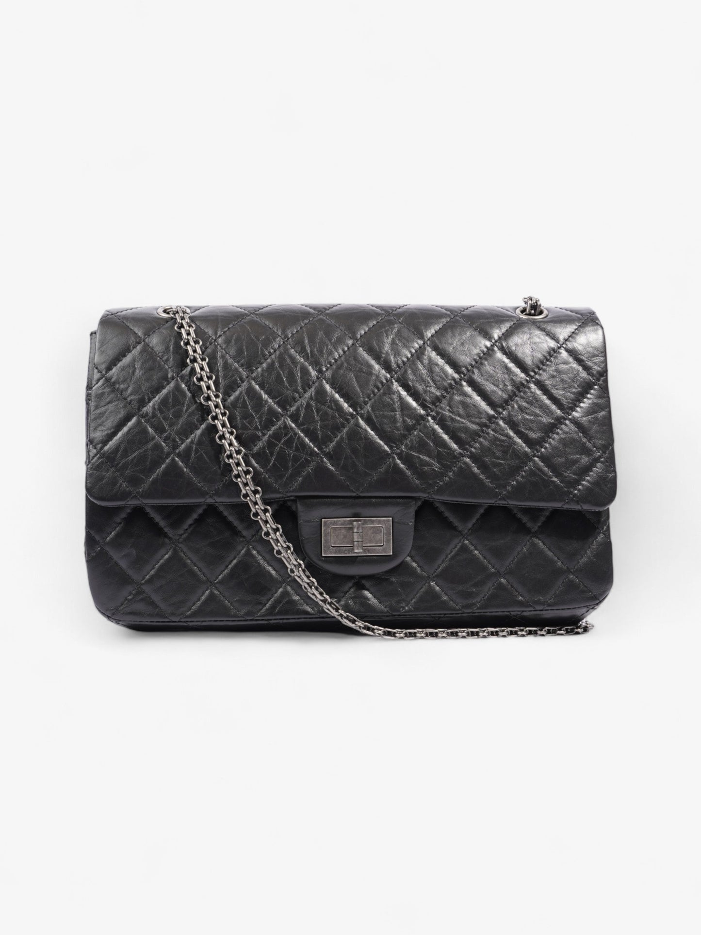 Chanel 2 55 Reissue Black Aged Calfskin Leather Maxi