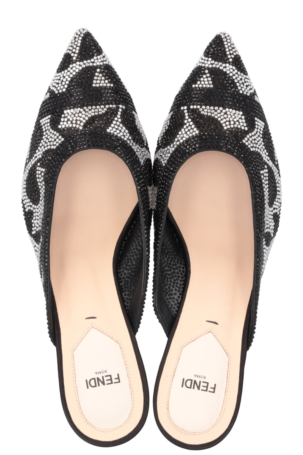 FENDI Crystal Heels Black Silver
