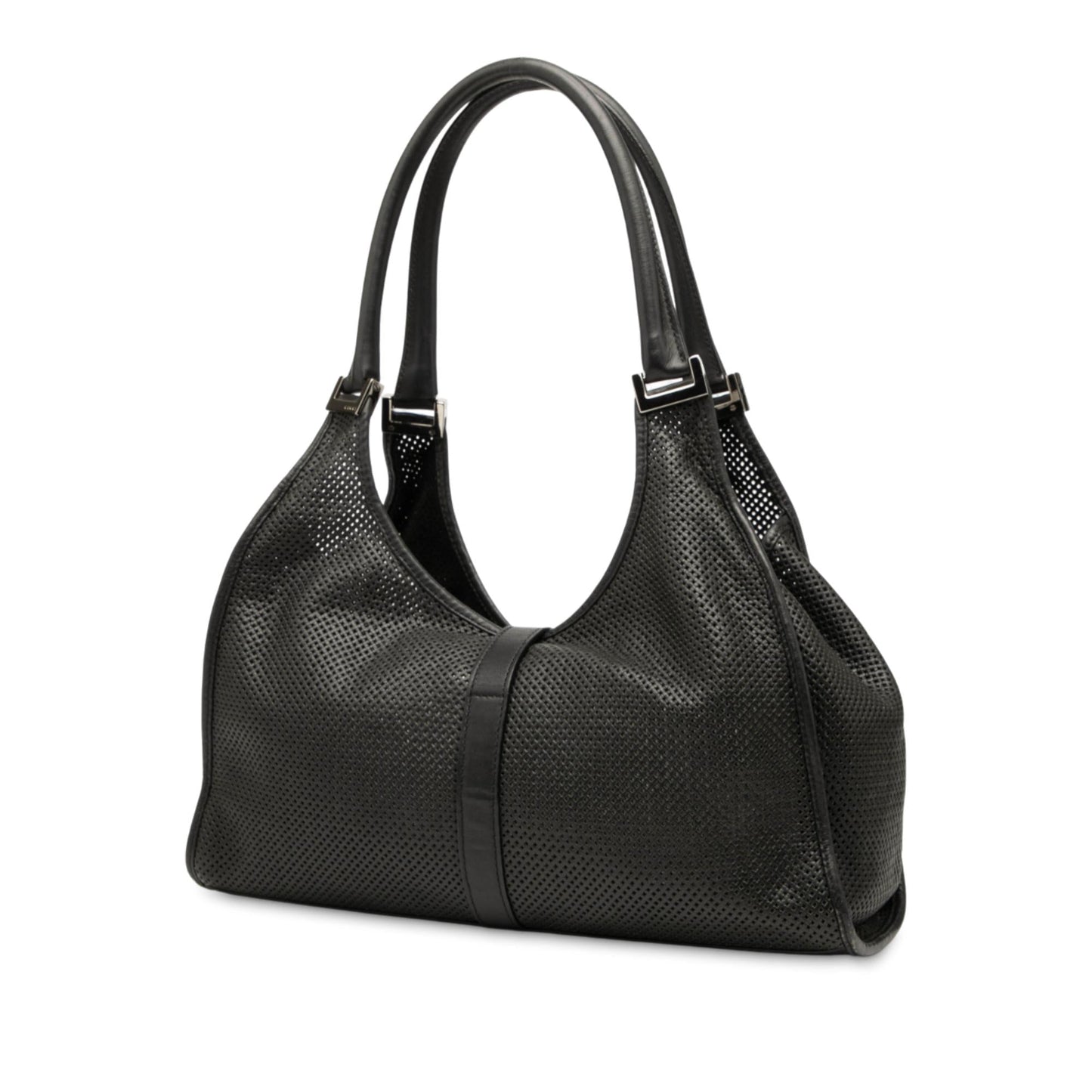 Gucci Calfskin Perforated Jackie Bardot Shoulder Bag