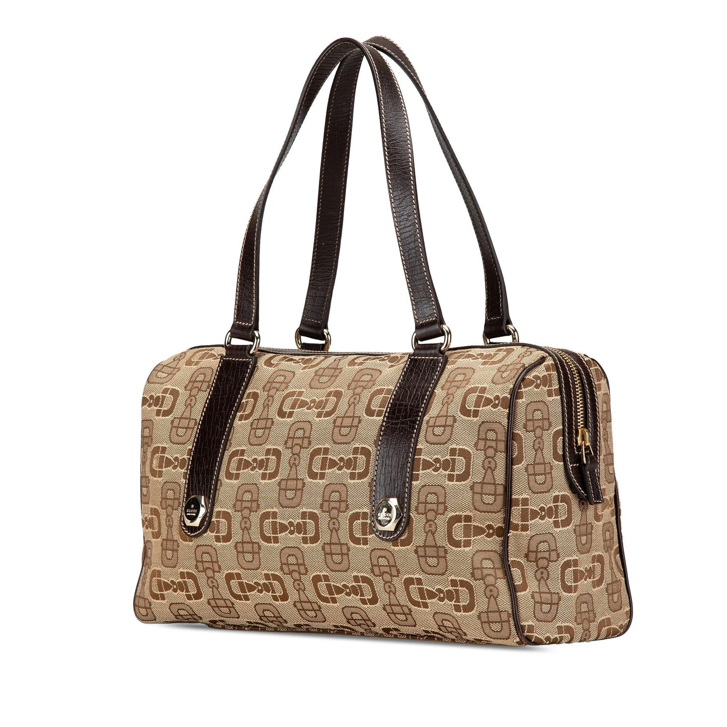 Gucci Canvas Horsebit Charmy Boston Bag