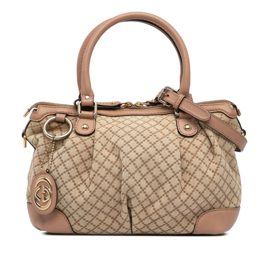 Gucci Diamante Canvas Sukey Satchel