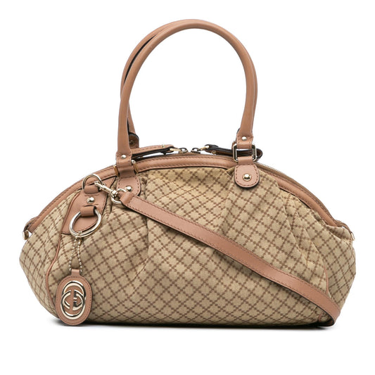 Gucci Diamante Canvas Sukey Satchel