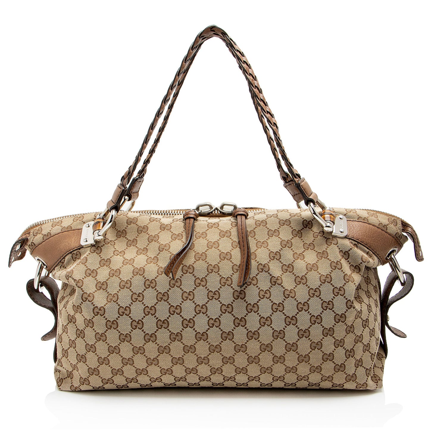 Gucci GG Canvas Bamboo Bar Medium Tote