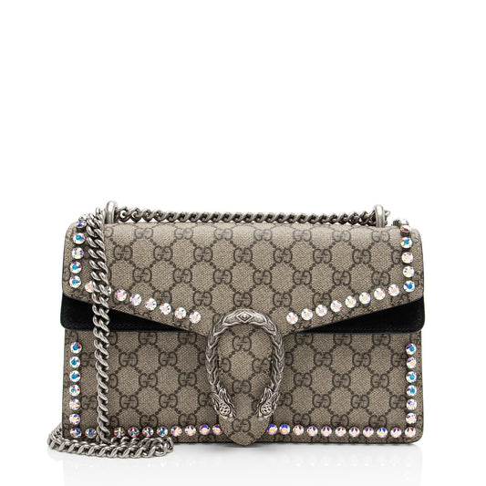 Gucci GG Supreme Crystal Studded Dionysus Medium Shoulder Bag