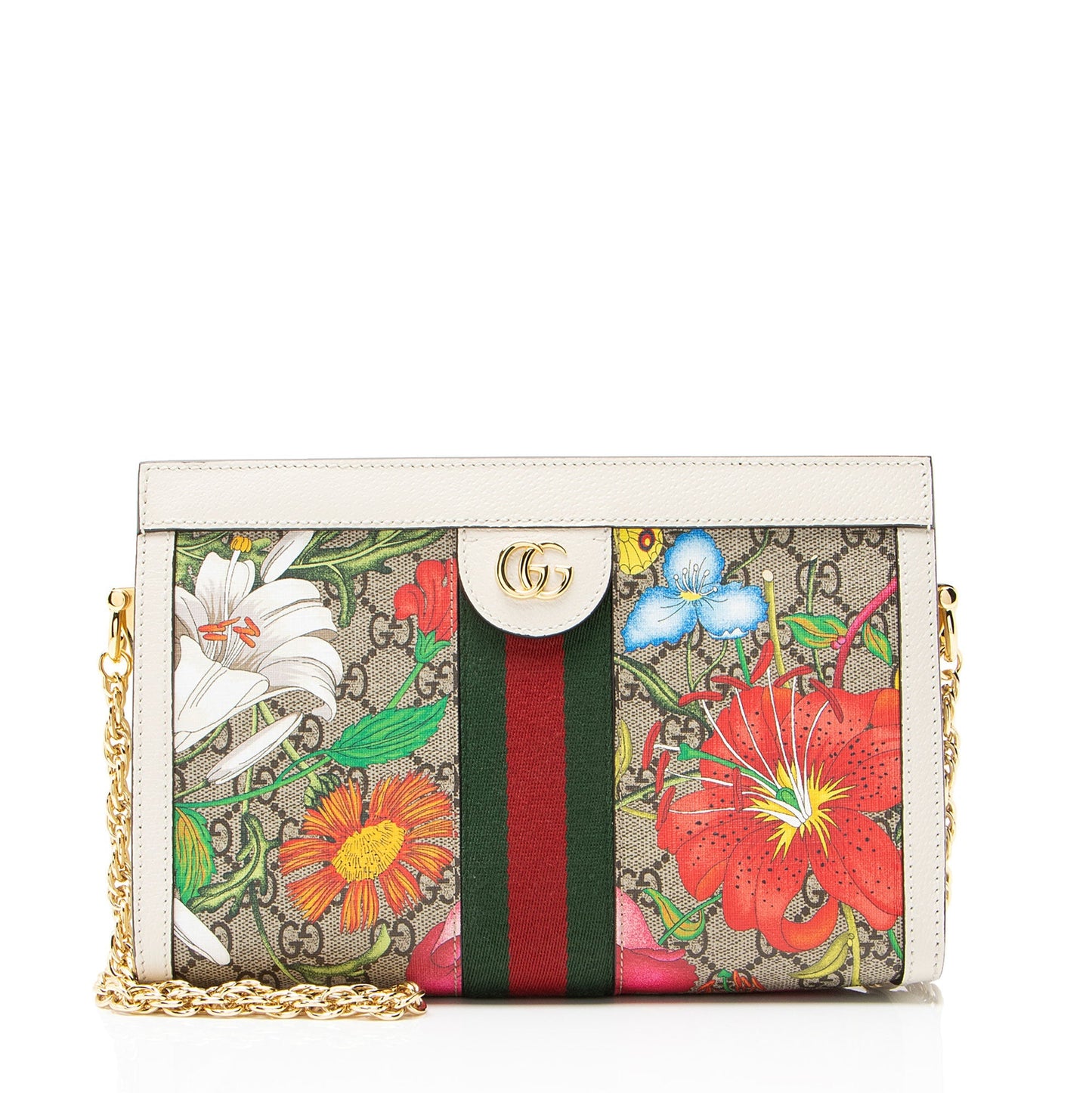 Gucci GG Supreme Flora Ophidia Medium Chain Shoulder Bag