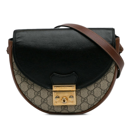 Gucci GG Supreme Saddle Padlock Crossbody Bag (SHG-BUWgu6)