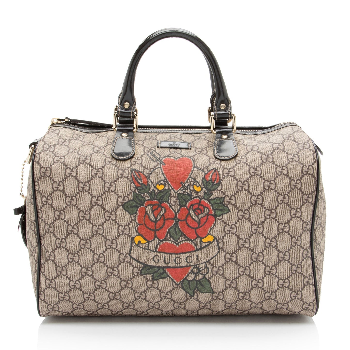 Gucci GG Supreme Tattoo Heart Medium Boston Bag
