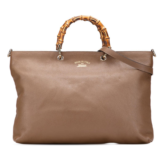 Gucci Large Calfskin Bamboo Shopper Satchel
