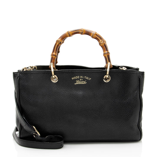 Gucci Leather Bamboo Medium Shopper Tote
