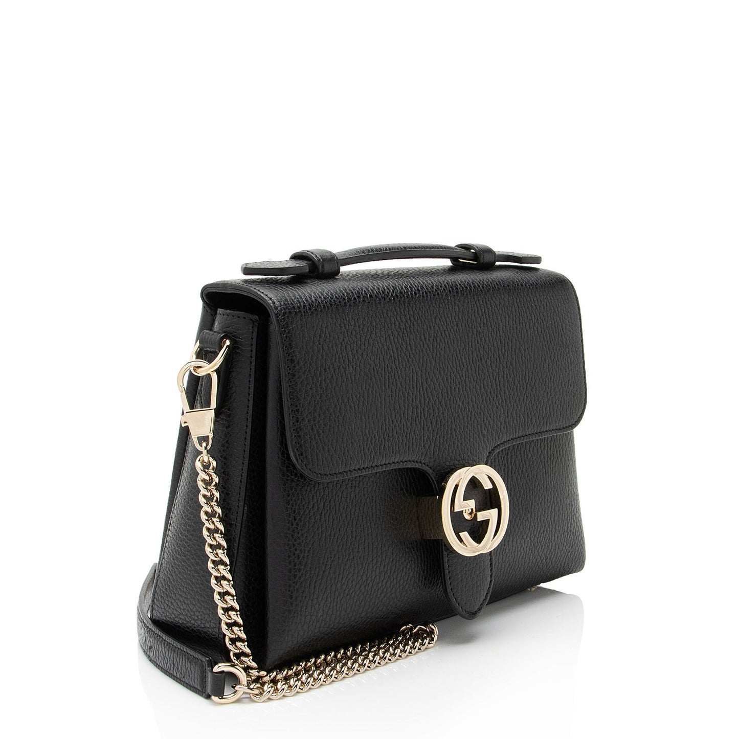 Gucci Leather Interlocking G Small Top Handle