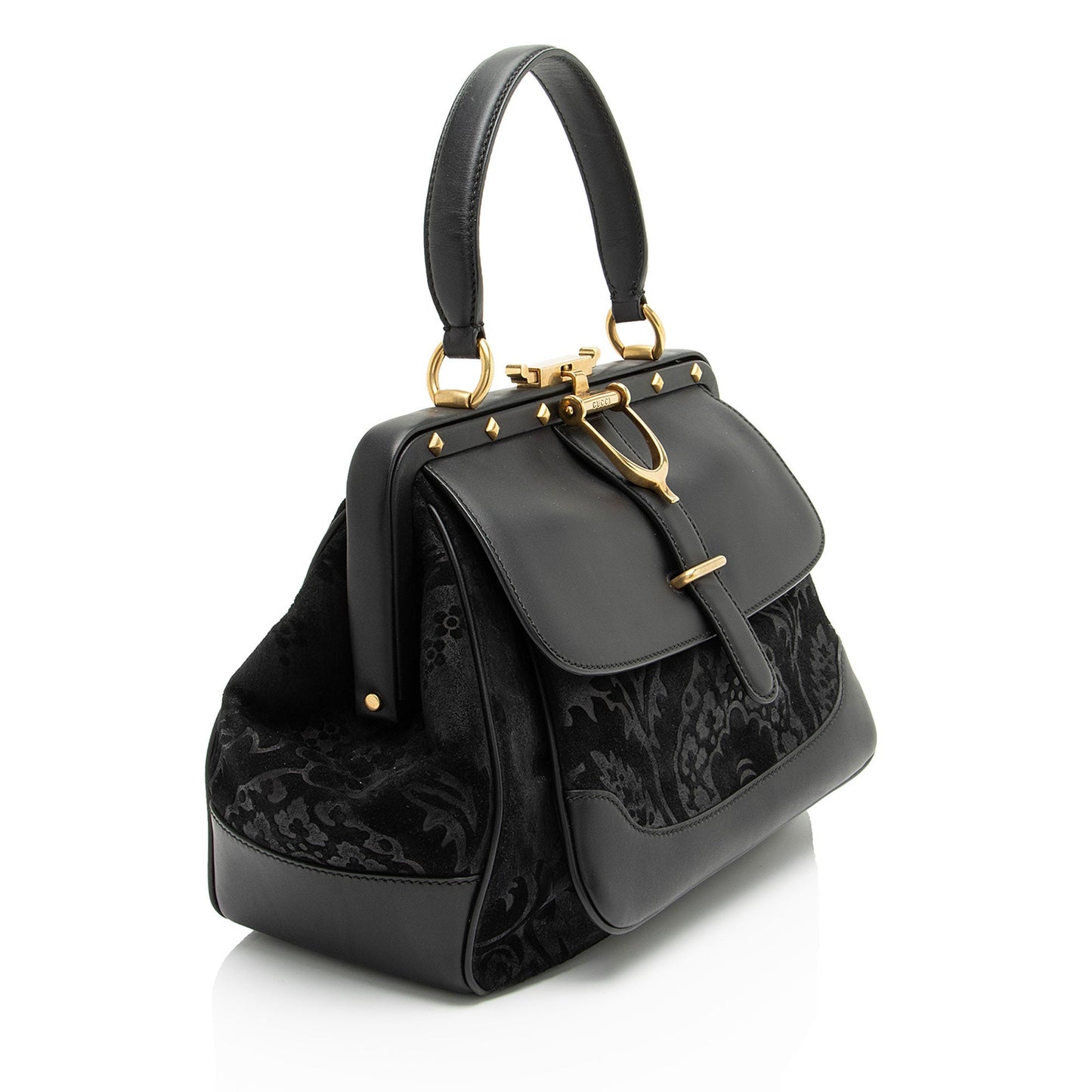 Gucci Leather Velvet Stirrup Top Handle