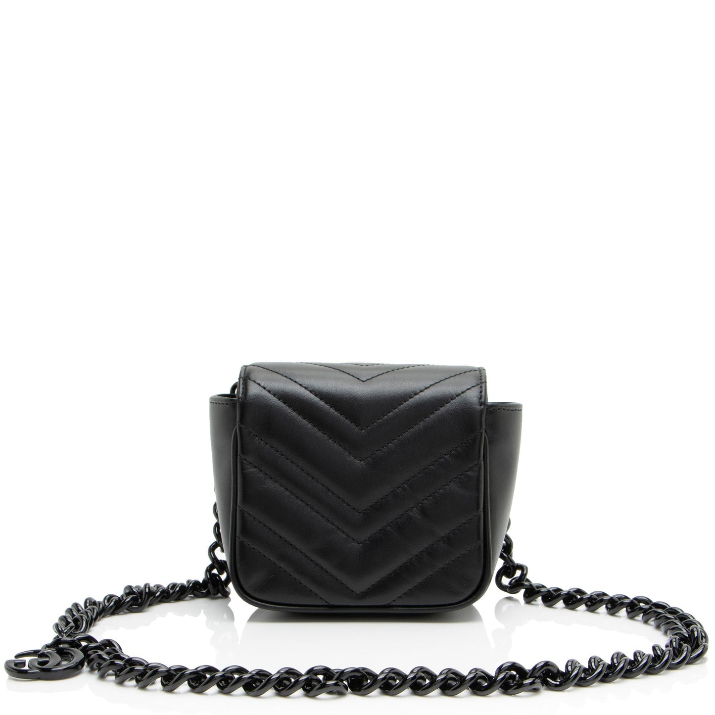 Gucci Matelasse Leather GG Marmont Monochrome Square Chain Belt Bag