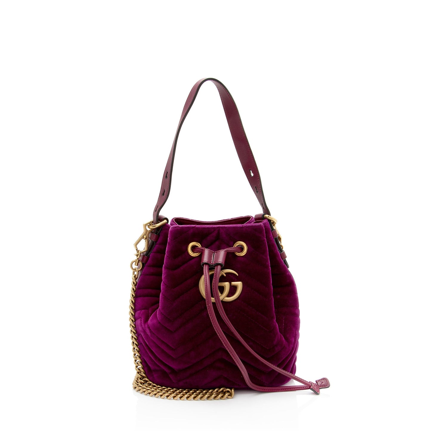 Gucci Matelasse Velvet GG Marmont Bucket Bag