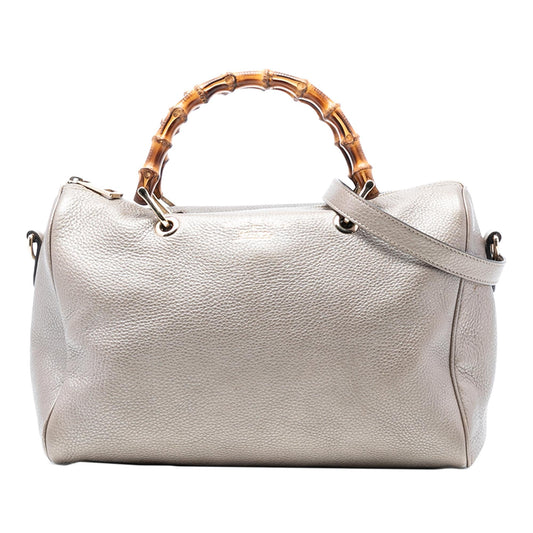 Gucci Medium Calfskin Bamboo Shopper Boston Bag