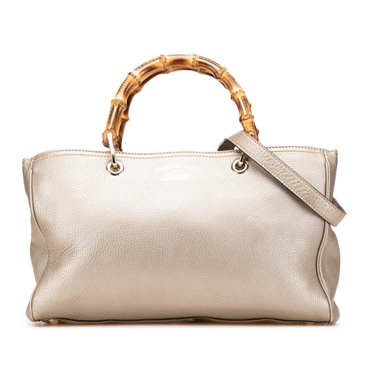 Gucci Medium Calfskin Bamboo Shopper Satchel