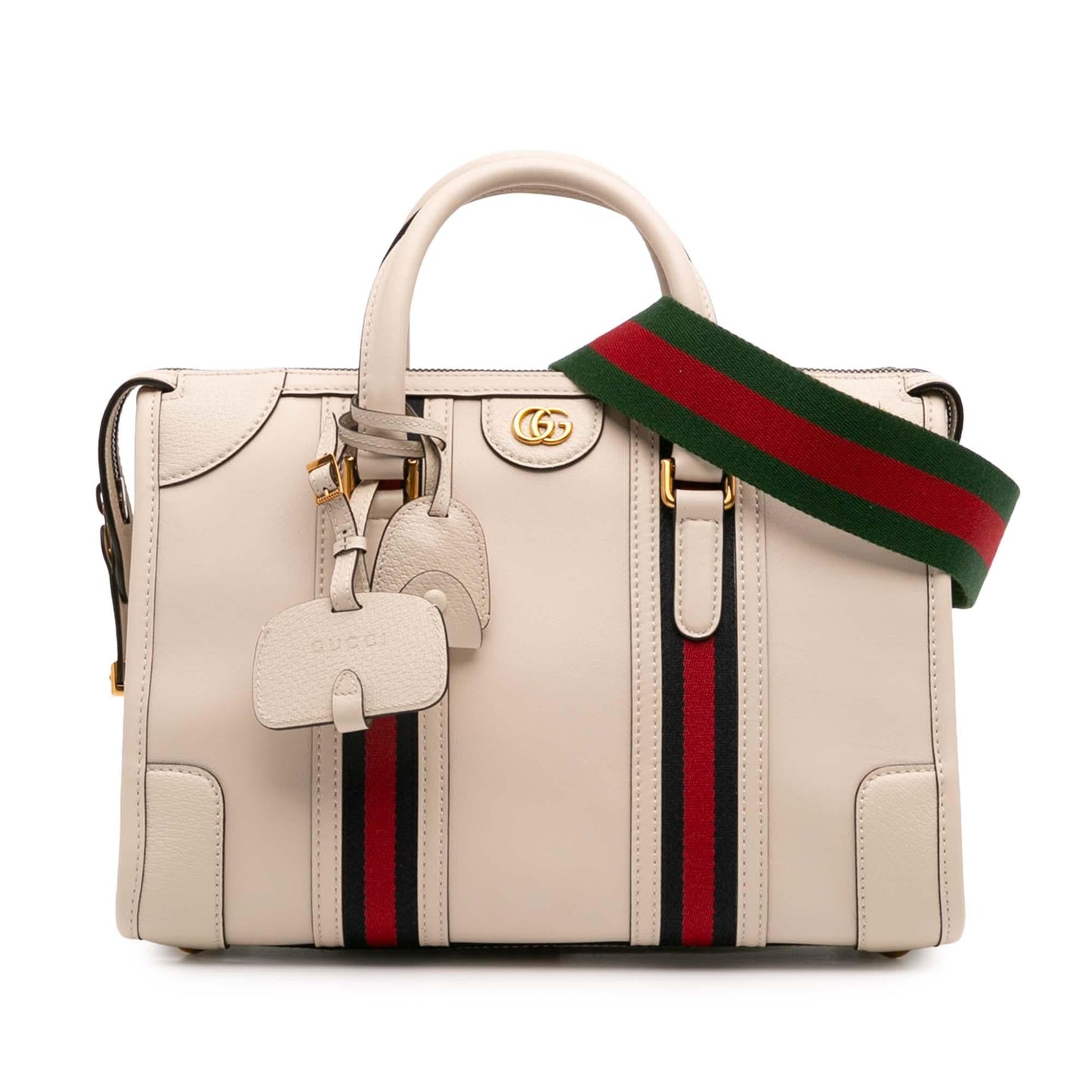 Gucci Medium Calfskin Web Bauletto Top Handle Bag