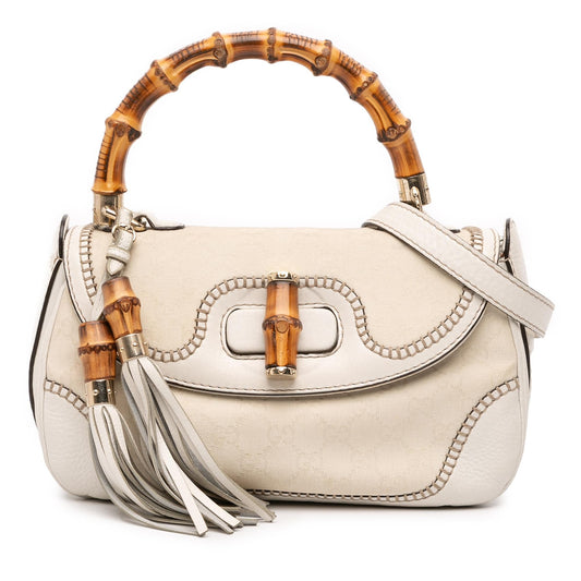 Gucci Medium GG Canvas New Bamboo Satchel