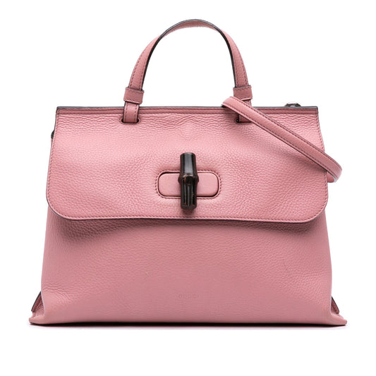 Gucci Medium Leather Bamboo Daily Satchel