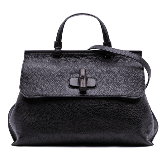 Gucci Medium Leather Bamboo Daily Satchel