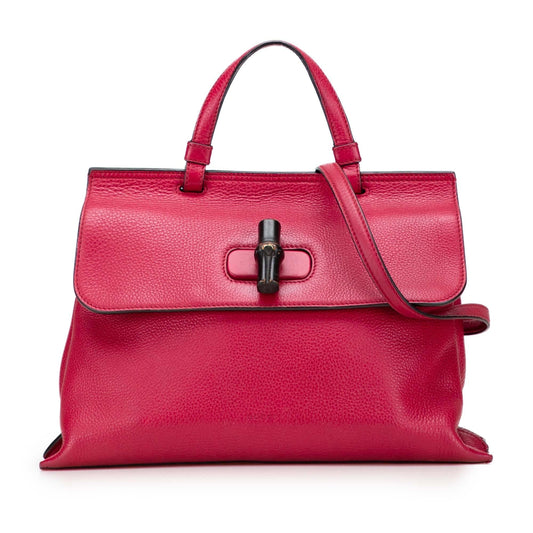 Gucci Medium Leather Bamboo Daily Satchel
