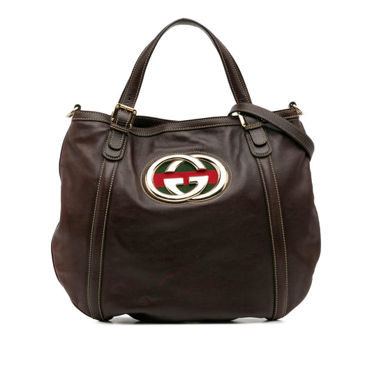 Gucci Medium Leather Web Britt Satchel