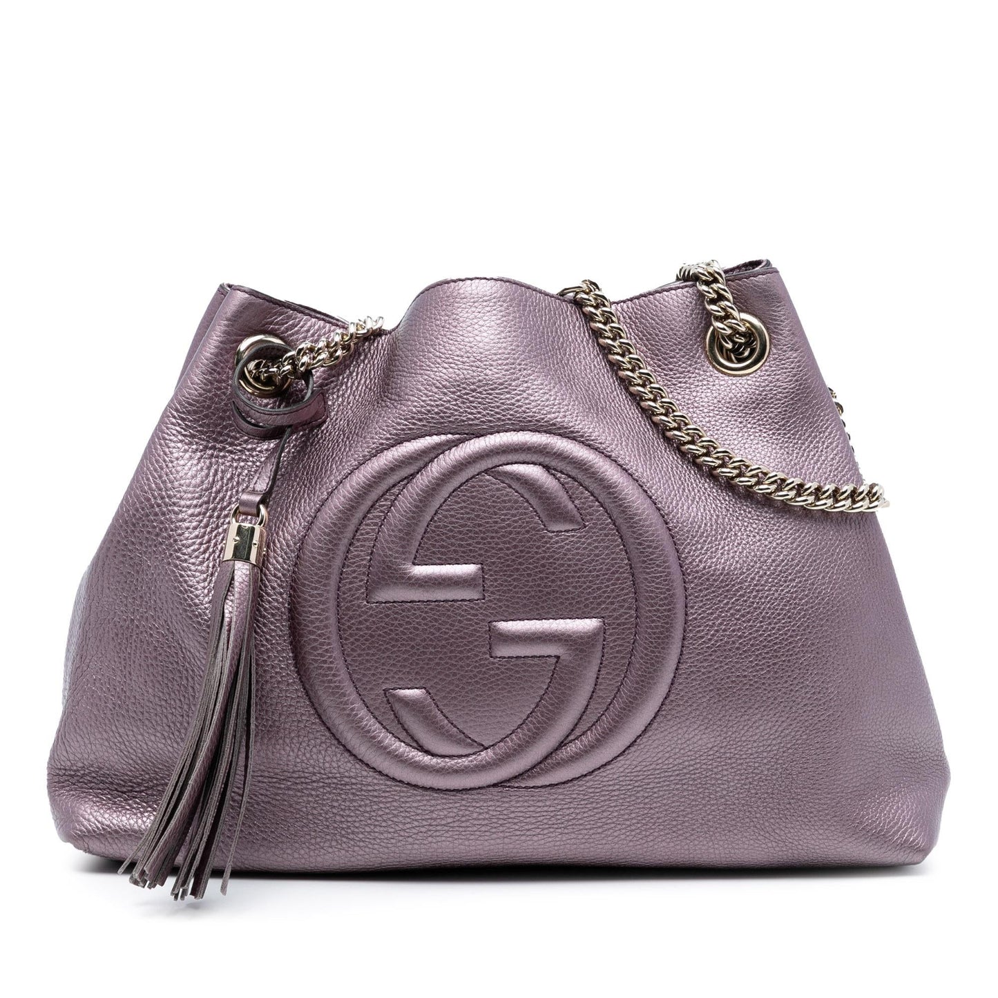 Gucci Medium Metallic Leather Soho Chain Tote