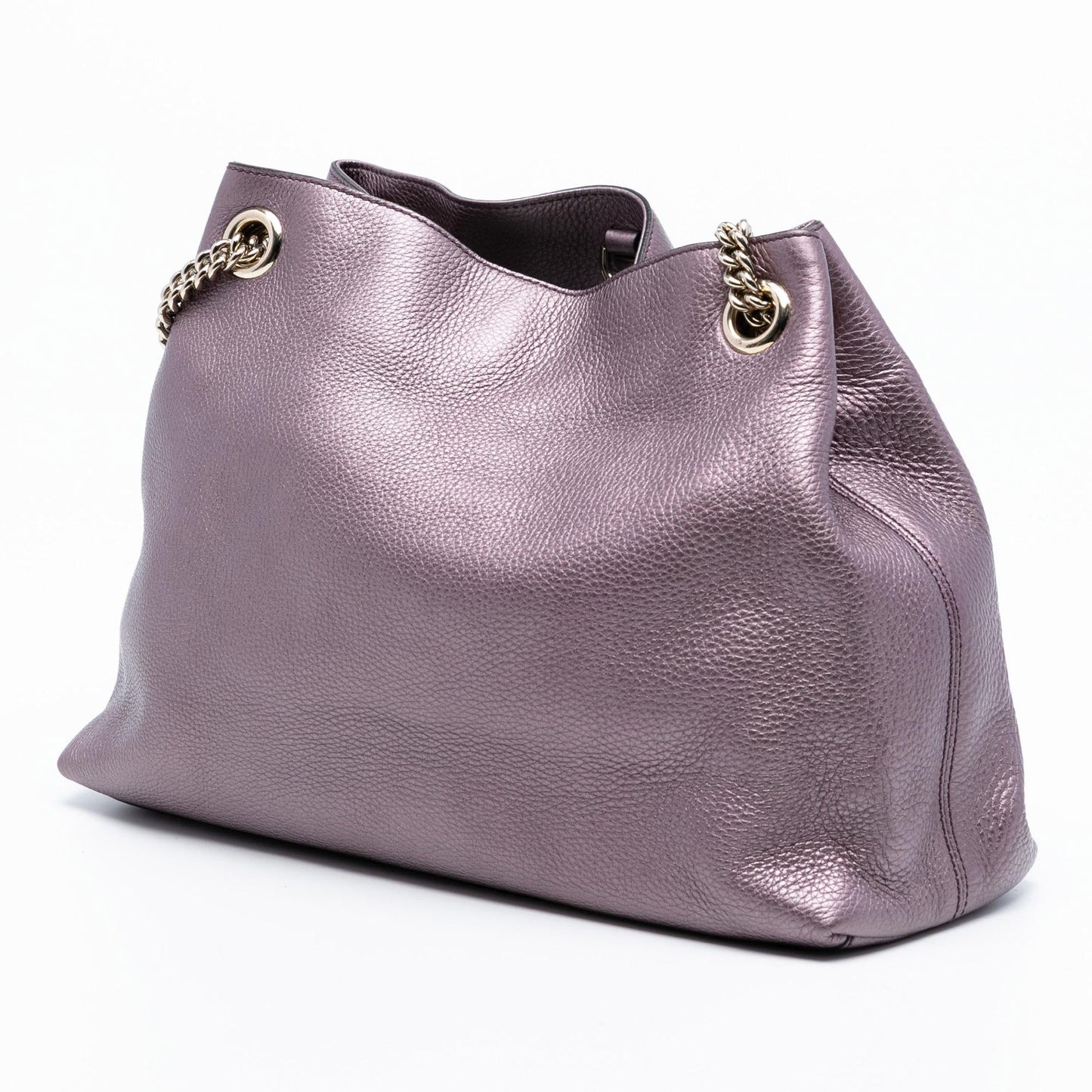 Gucci Medium Metallic Leather Soho Chain Tote