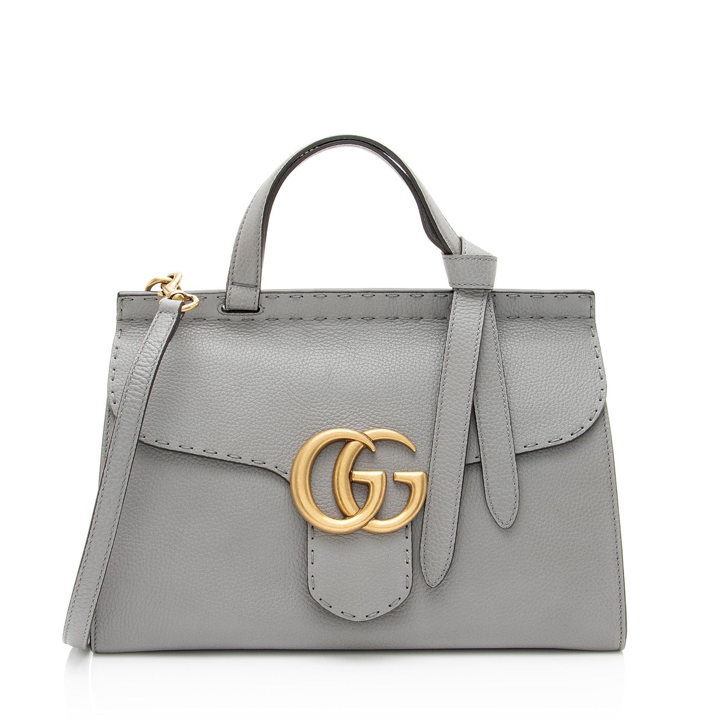 Gucci Pebbled Leather GG Marmont Top Handle