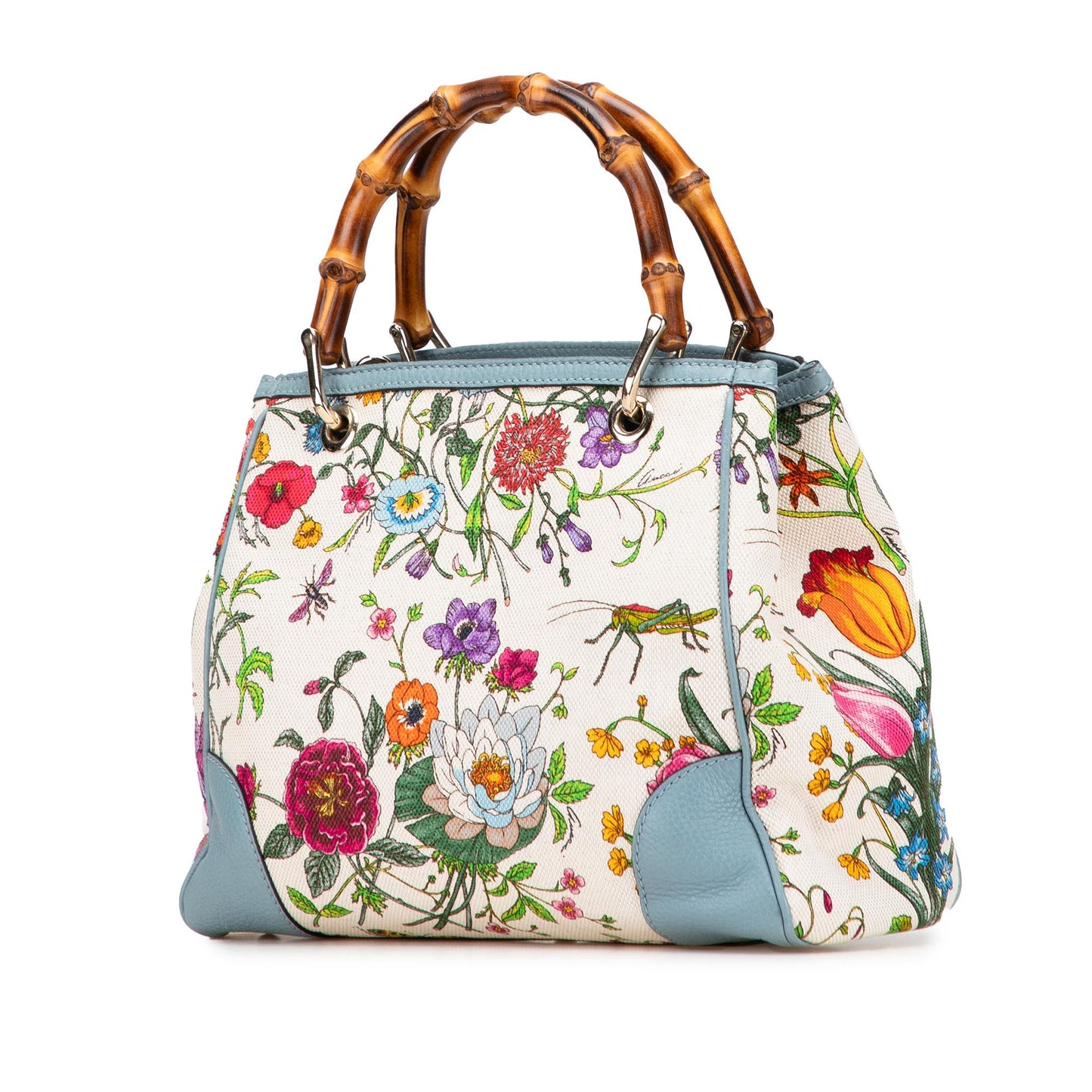 Gucci Small Canvas Flora Bamboo Shopper Satchel