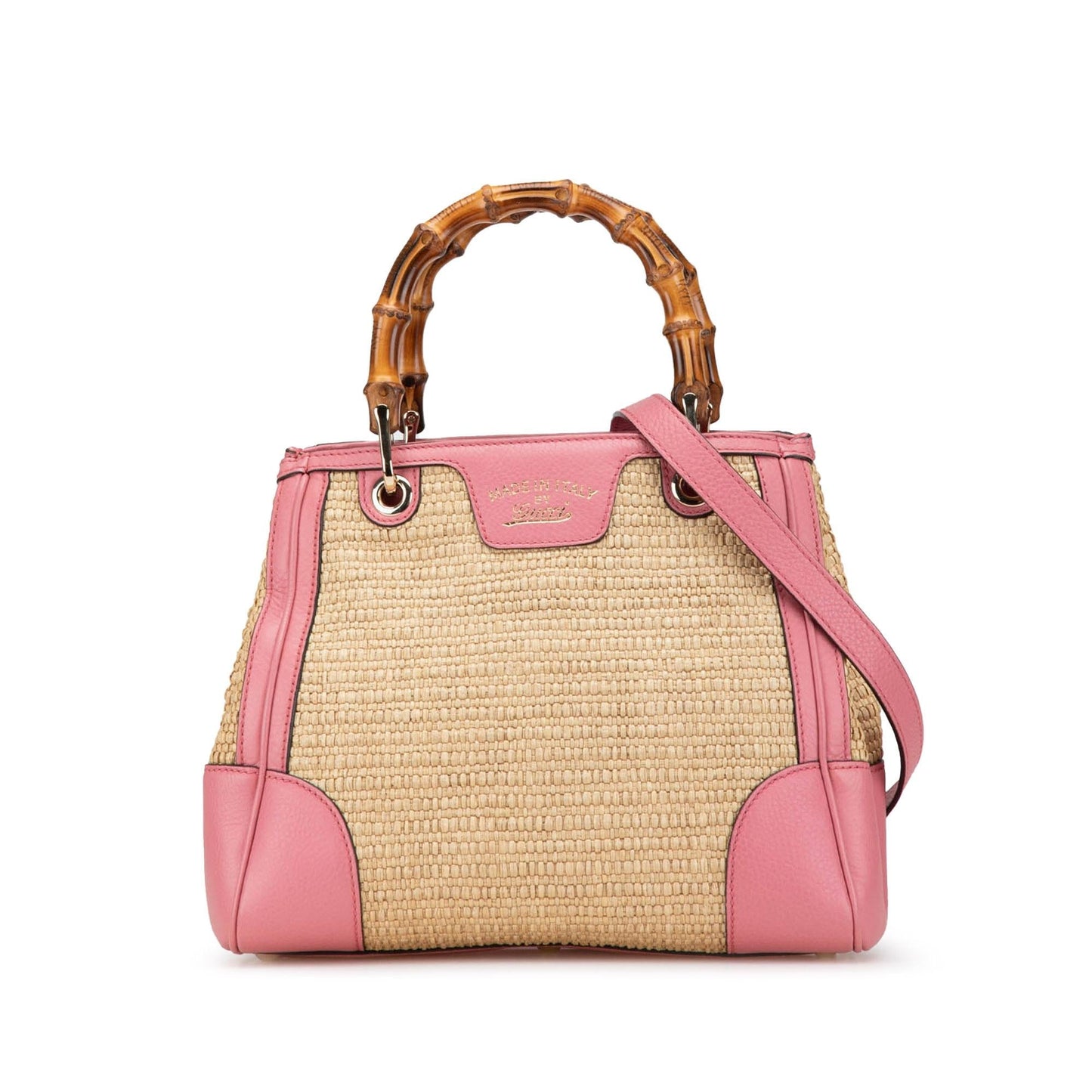 Gucci Small Raffia Bamboo Shopper Satchel