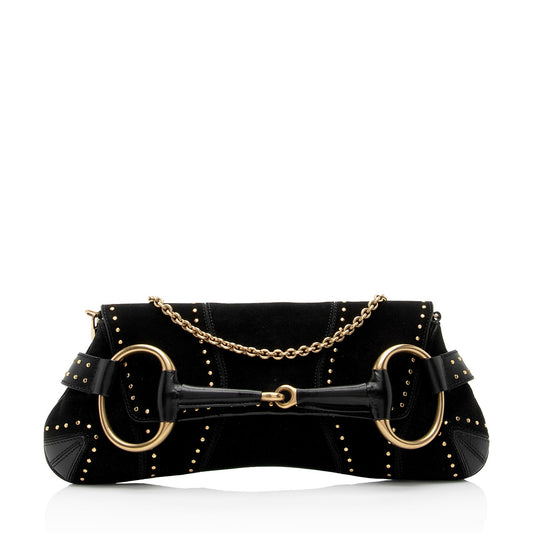 Gucci Suede Studded Horsebit Clutch (SHF-myTX76)