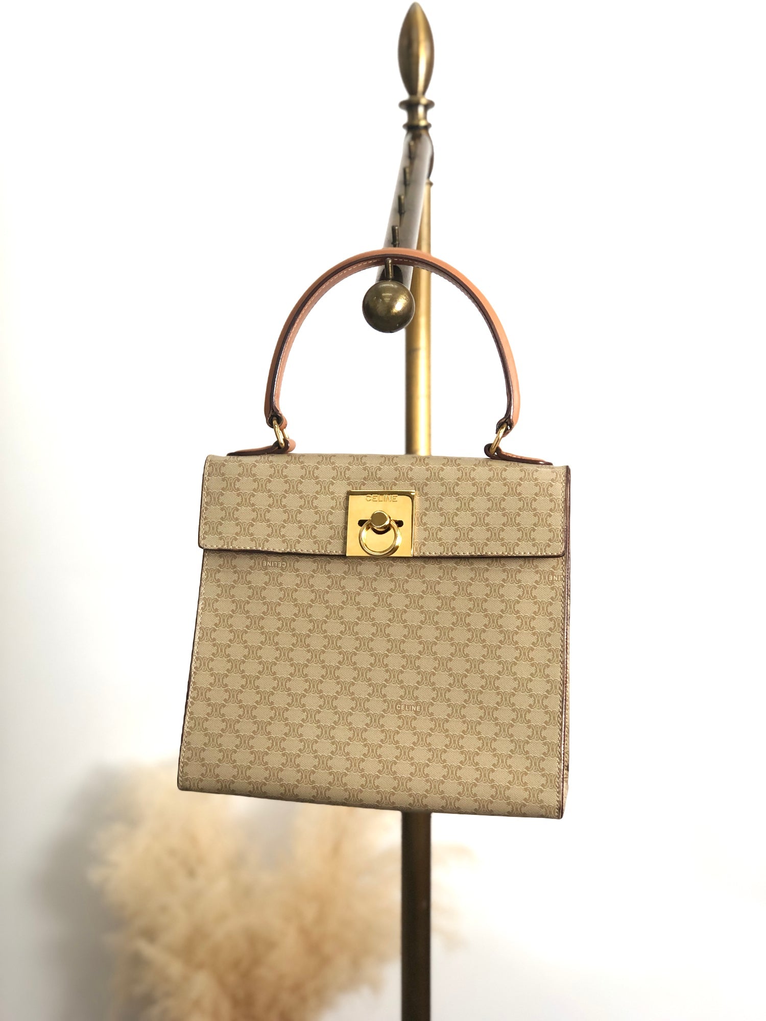 CELINE Macadam Gancini Handbag Beige