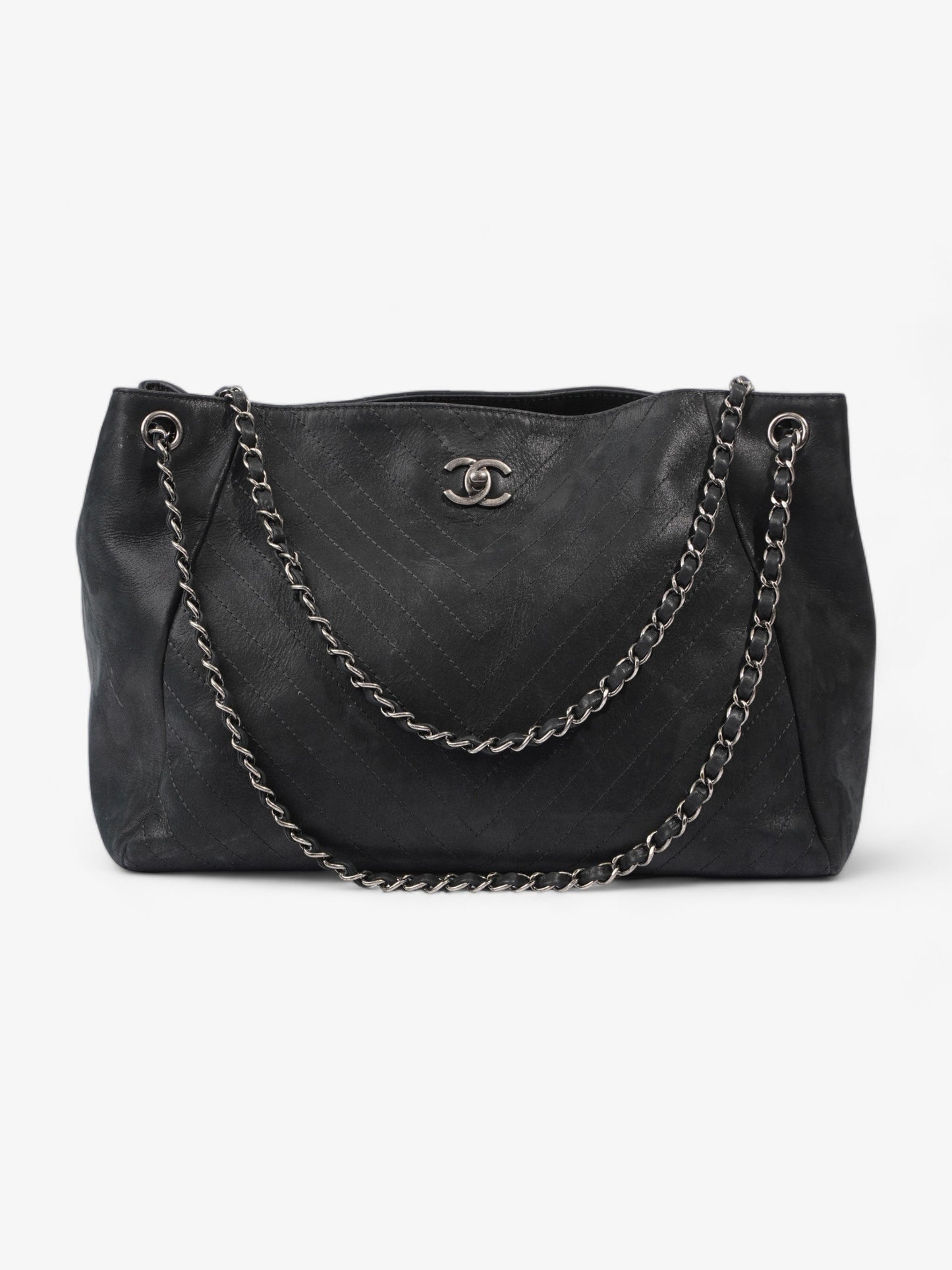 Chanel Large Cc Tote Black Leather