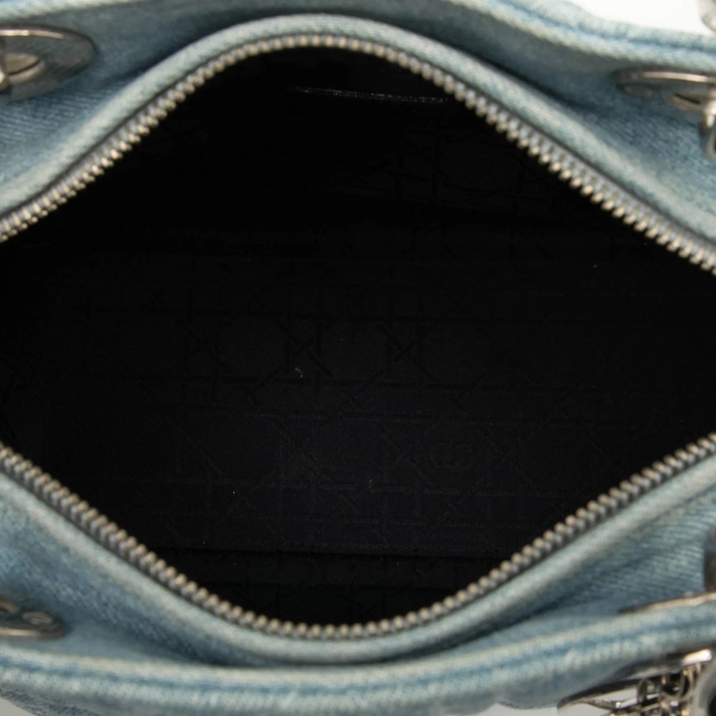 Blue Dior Medium Denim Cannage Acrylic Handles Lady Dior Satchel