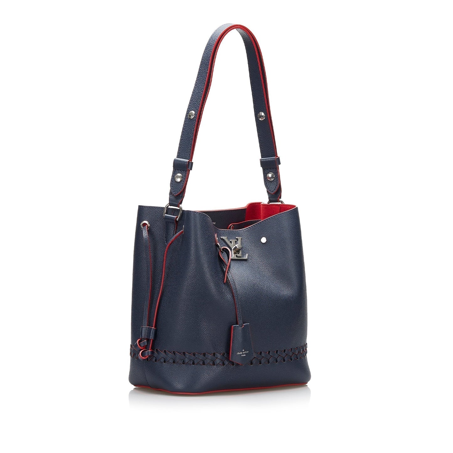 Louis Vuitton Lockme Bucket Bag Blue Braided Leather