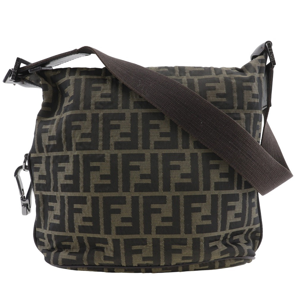 FENDI Shoulder Bag Nylon canvas Brown one belt Zucca Women