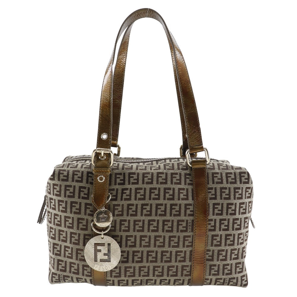 FENDI Shoulder Bag 8BL106-CNL Nylon canvas bronze Mini Boston Zucca Women
