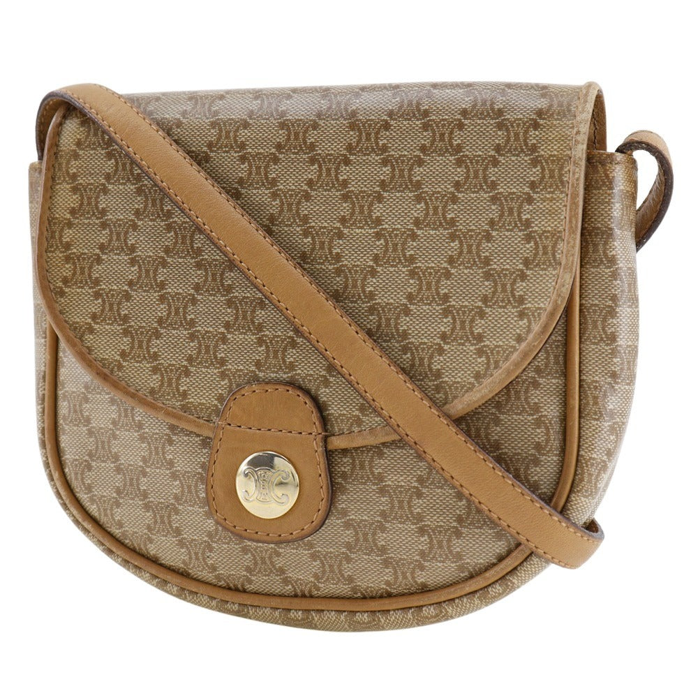 CELINE Shoulder Bag PVC, Leather beige Macadam Old Celine Pochette Women