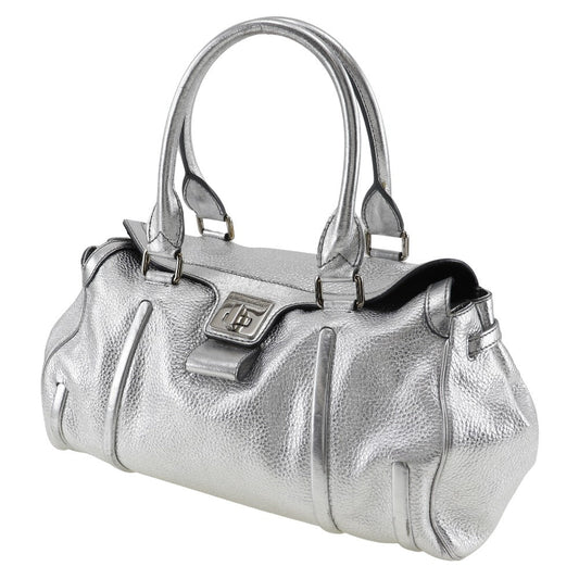 CELINE Handbag Calfskin Silver With logo Women