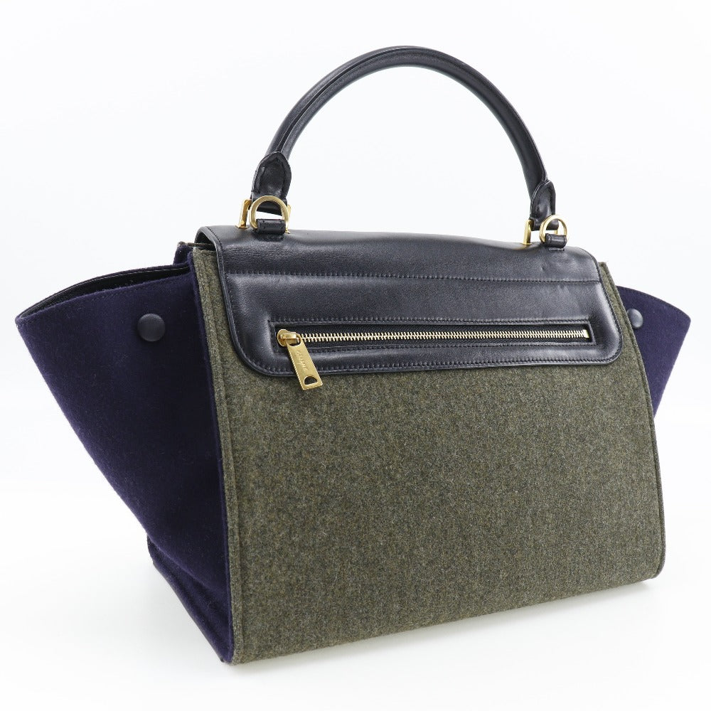 CELINE Handbag Felt, Calfskin Black / grey Trapeze Women
