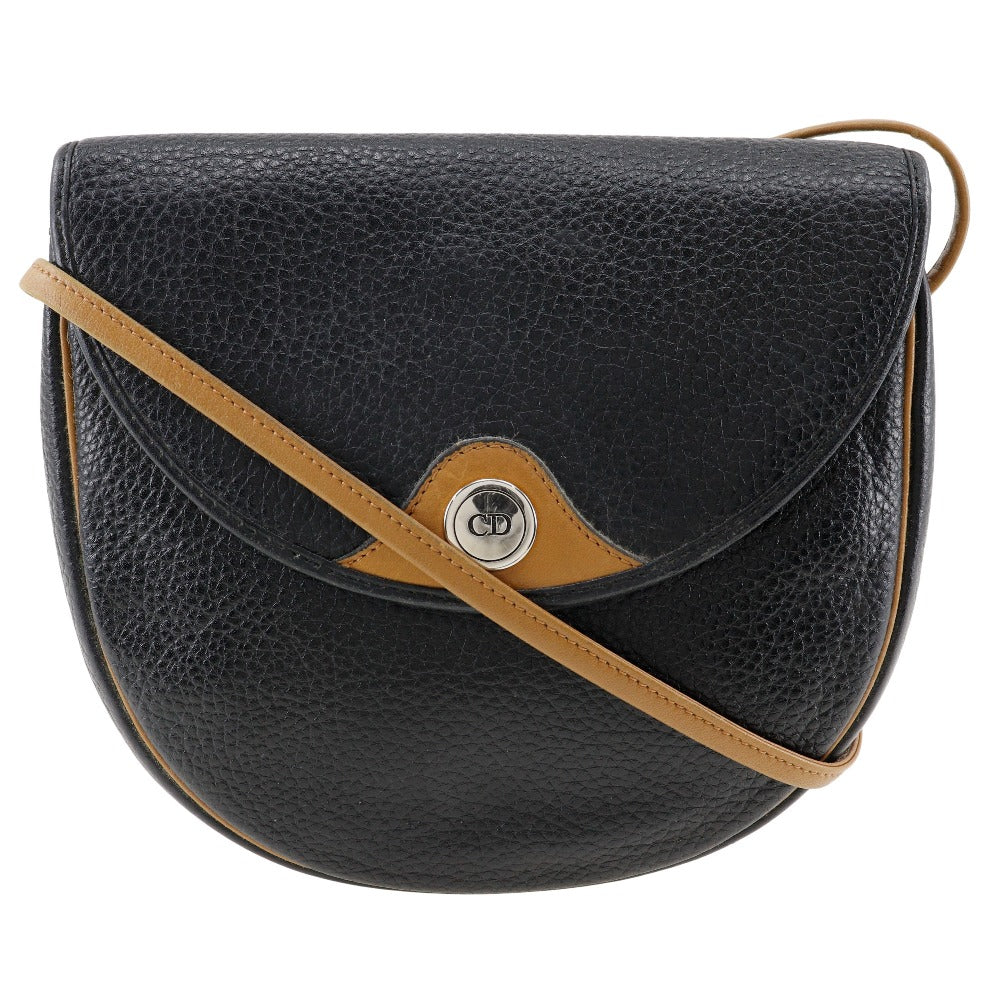 Christian Dior Shoulder Bag Calfskin black Pochette CD logo Women