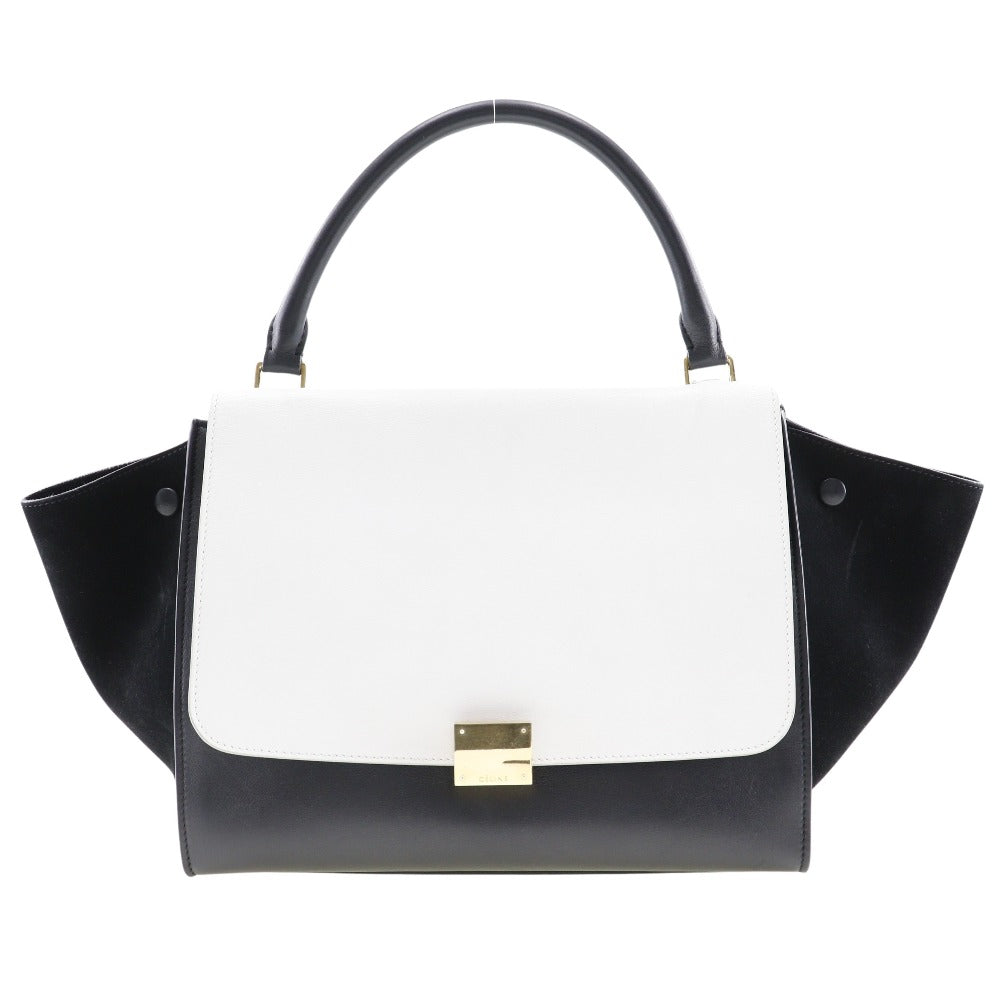 CELINE Handbag Calfskin, suede Black / white medium Trapeze Women