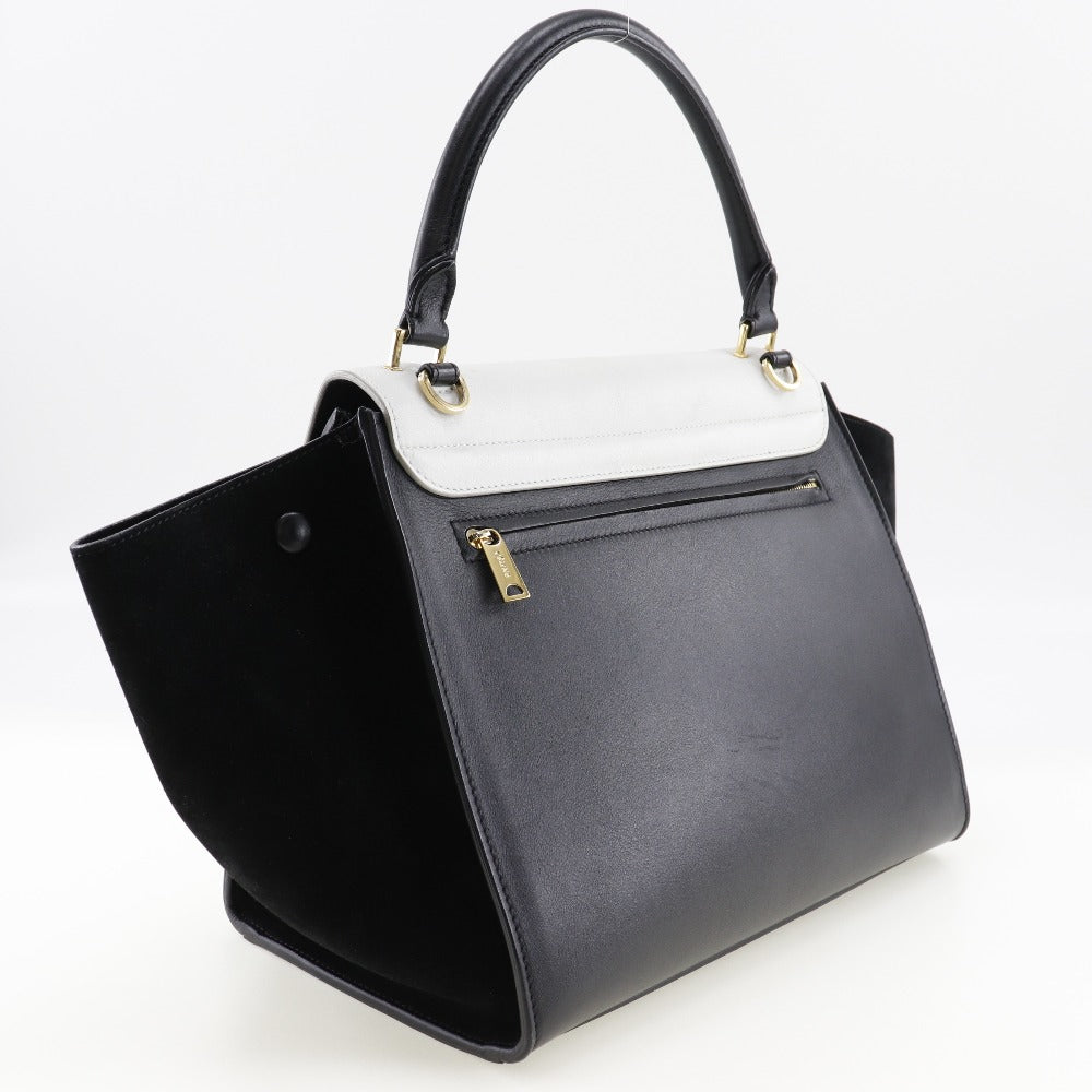 CELINE Handbag Calfskin, suede Black / white medium Trapeze Women