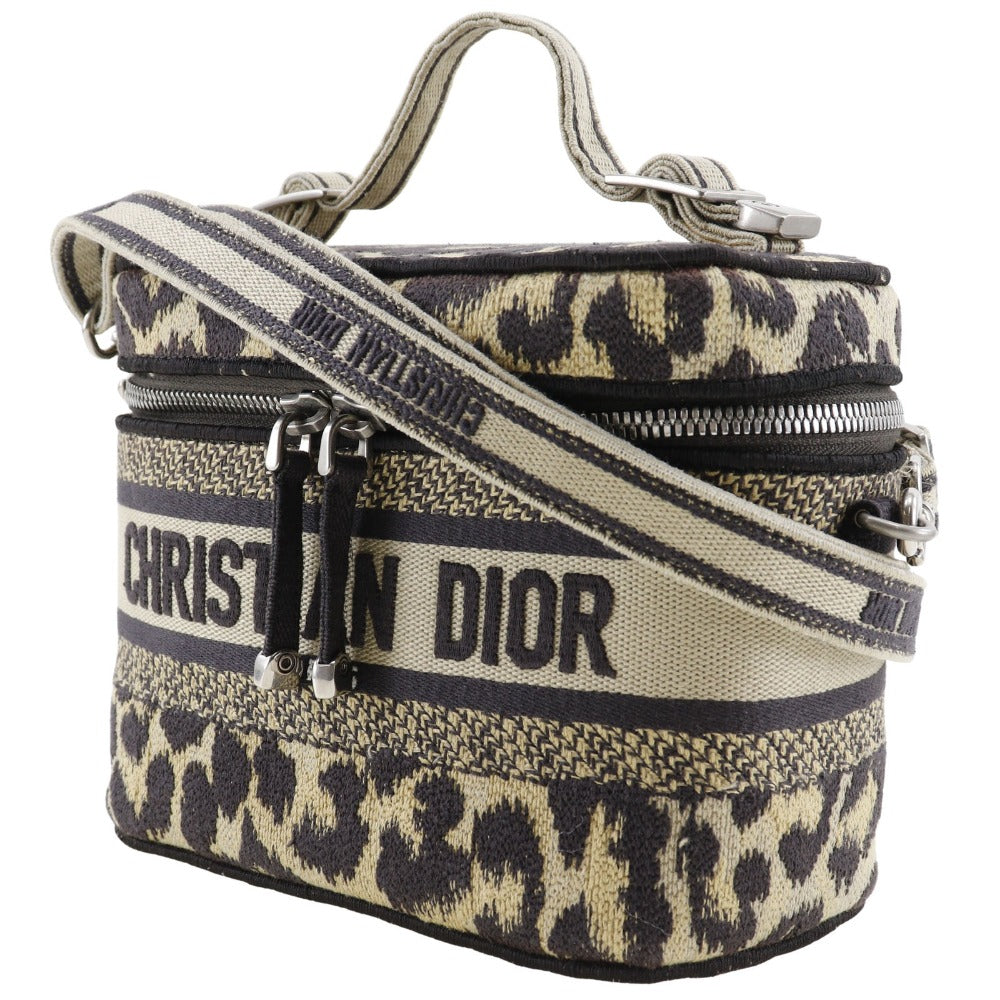 Christian Dior Handbag canvas beige Leopard 2WAYShoulder Vanity Women